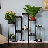 Indoor/Outdoor Steel 10-Tiered Folding Succulent Flower Plant Display Stand - 52" - Bronze