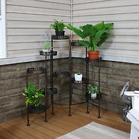 Indoor/Outdoor Steel 10-Tiered Folding Succulent Flower Plant Display Stand - 52" - Bronze