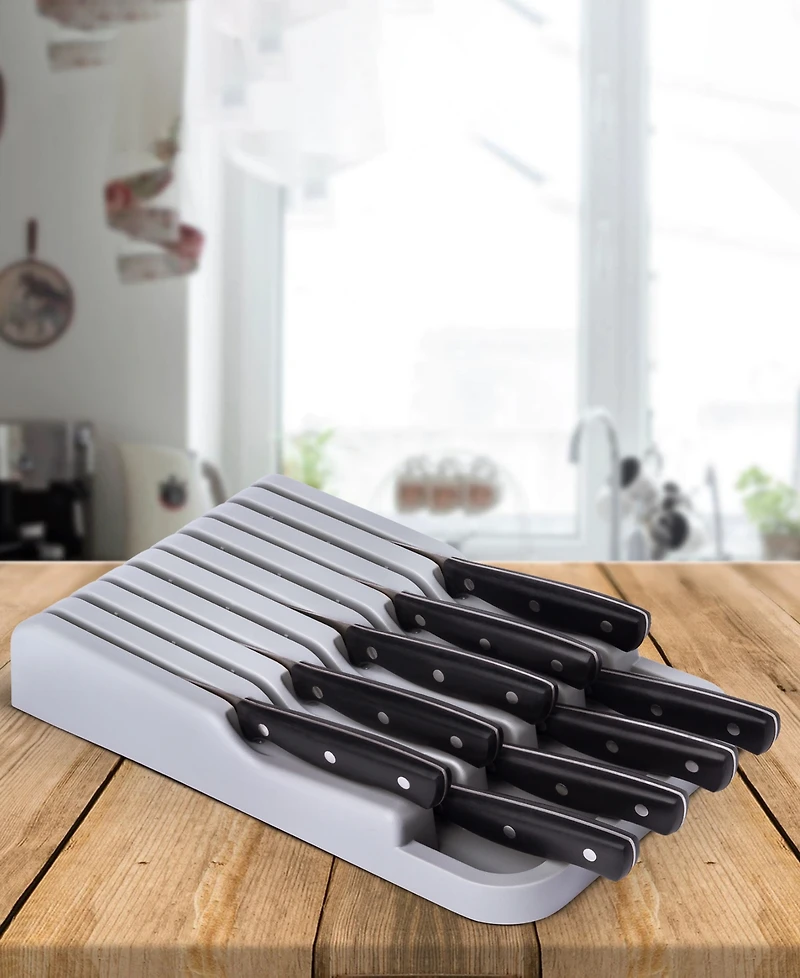 Cheer Collection Kitchen Drawer Knife Organizer - Space Saving Tray to Keep Knives Organized