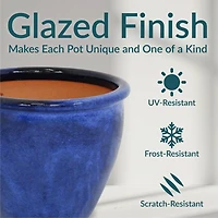 Chalet Outdoor/Indoor High-Fired Glazed Uv- and Frost-Resistant Ceramic Planters with Drainage Holes