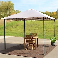 10 x 10 Foot Open Gazebo - Weather-Resistant Polyester Top and Black Steel Frame - Gray