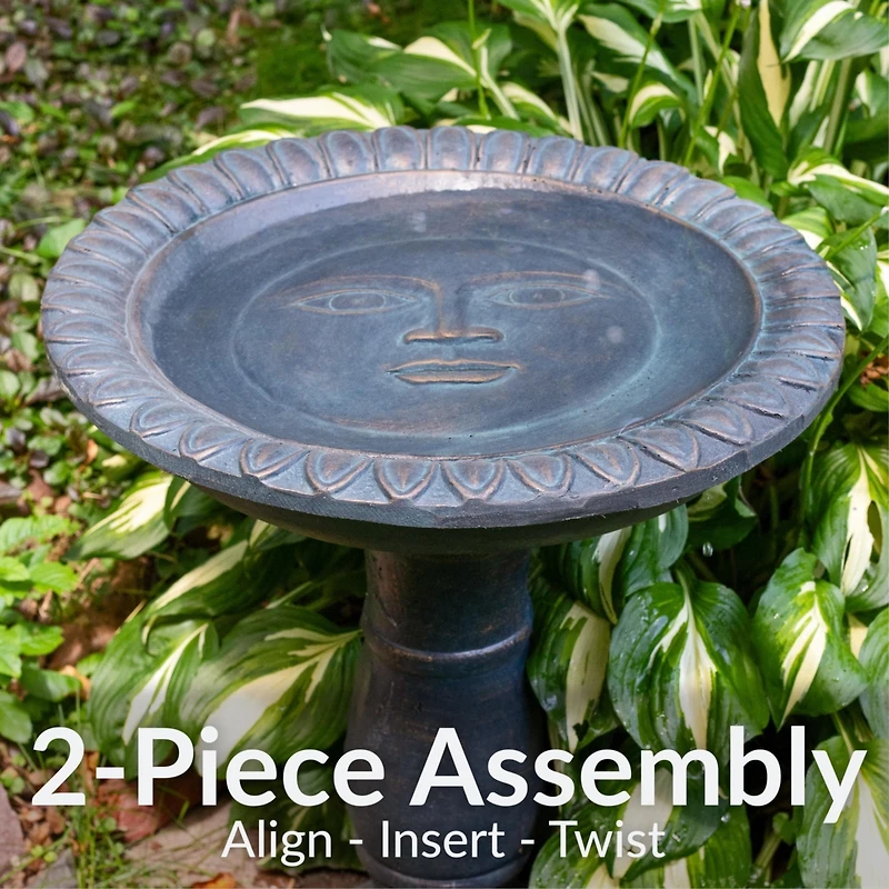 Sunnydaze Decor Outdoor Glass Fiber Reinforced Concrete Patio Garden Facade du Soleil Bird Bath - 26"