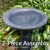 Sunnydaze Decor Outdoor Glass Fiber Reinforced Concrete Patio Garden Facade du Soleil Bird Bath - 26"