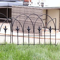 Bayonne 8' Set of 5 Steel Decorative Garden Fence Panels - 19" W x 19" H Per Panel - Black