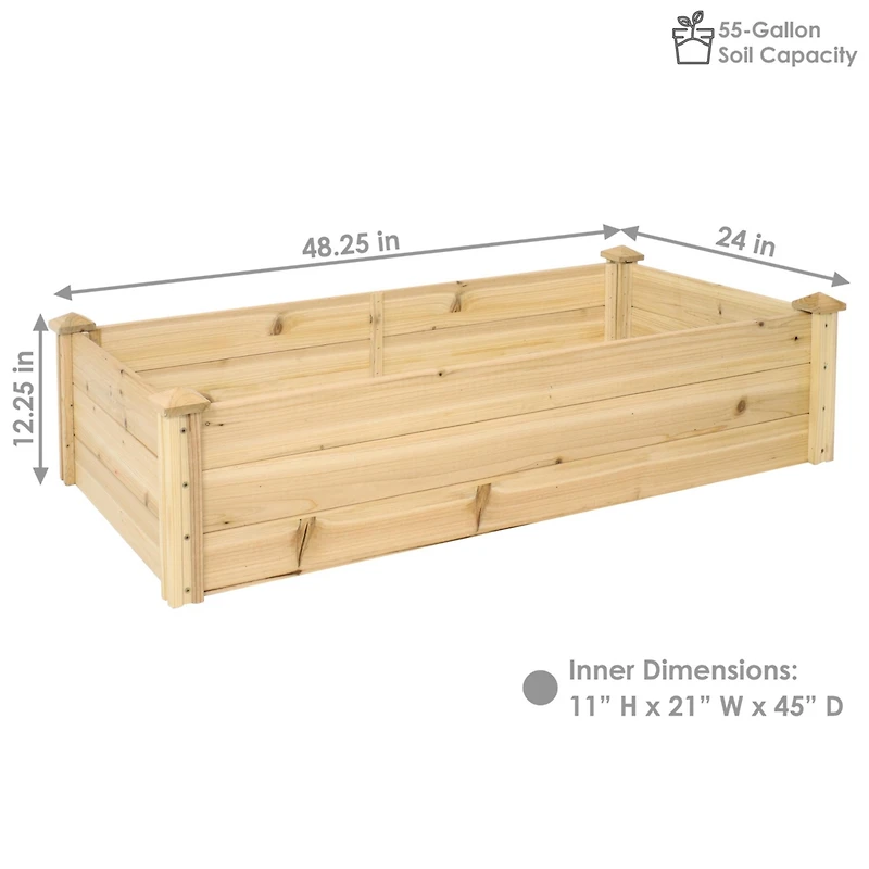 Rectangular Wood Raised Garden Bed – Outdoor Elevated Planter Box for Flower, Vegetable, and Herb Gardening - 4 x 2