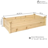 Rectangular Wood Raised Garden Bed – Outdoor Elevated Planter Box for Flower, Vegetable, and Herb Gardening - 4 x 2