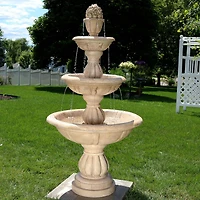 61" H Electric Polyresin and Fiberglass 3-Tier Cornucopia Outdoor Water Fountain