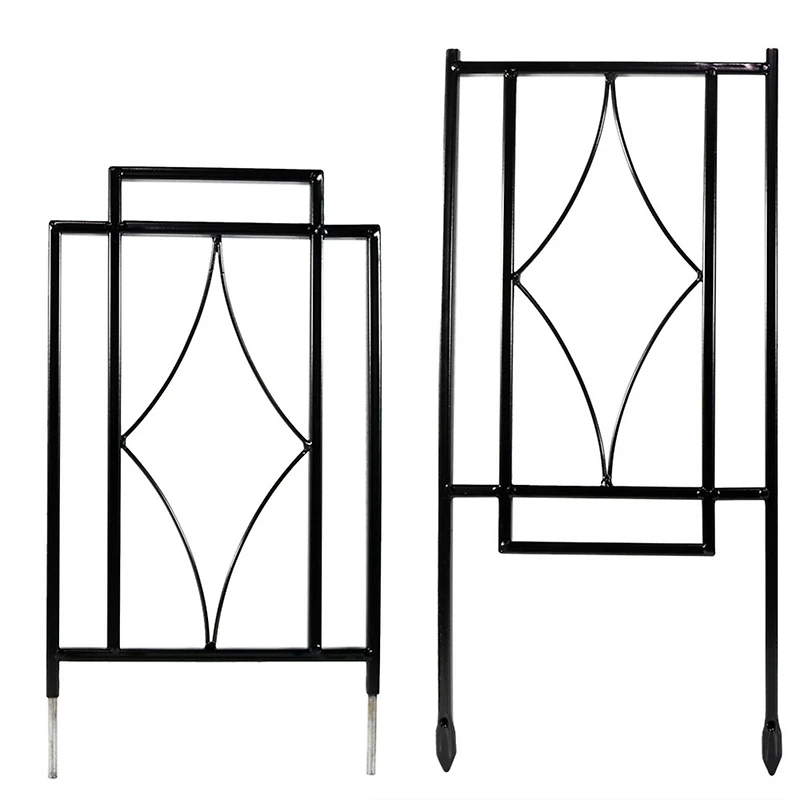 Contemporary Metal Wire Garden Trellis for Climbing Plants and Flowers - 30" H - Black - 2-Pack