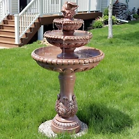 43"H Electric Resin and Concrete 3-Tier Pair of Doves Outdoor Water Fountain