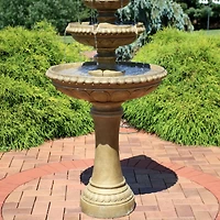 65"H Electric Resin and Concrete 4-Tier Eggshell Edge Outdoor Water Fountain with Led Lights