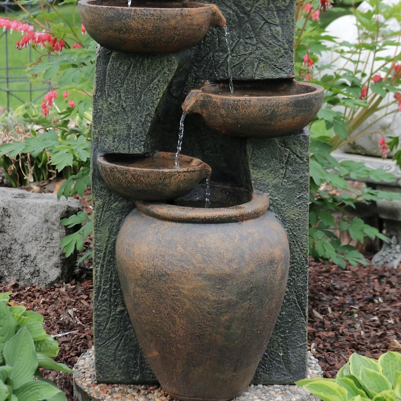 Sunnydaze Decor 39-Inch Cascading Earthenware Pottery Stream Outdoor Water Fountain
