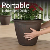 Anjelica 15.25" Double-Walled Polyresin Outdoor Planter Pot - Uv-Resistant Rust Finish