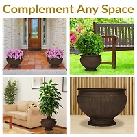 Elizabeth 16" Double-Walled Polyresin Ribbed Urn Outdoor Planter - Uv-Resistant Rust Finish - Set of 4