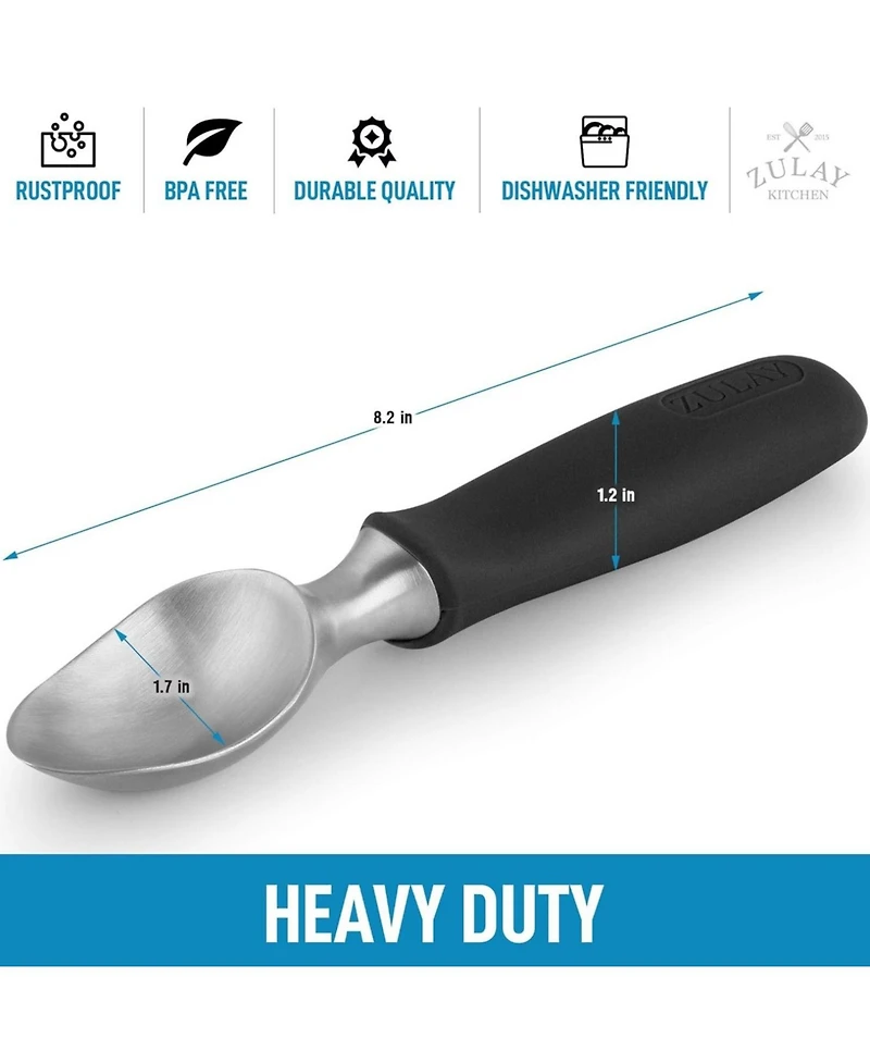 Heavy Duty Ice Cream Scoop - Stainless Steel Scooper With Non-Slip Rubber Grip