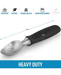 Heavy Duty Ice Cream Scoop - Stainless Steel Scooper With Non-Slip Rubber Grip