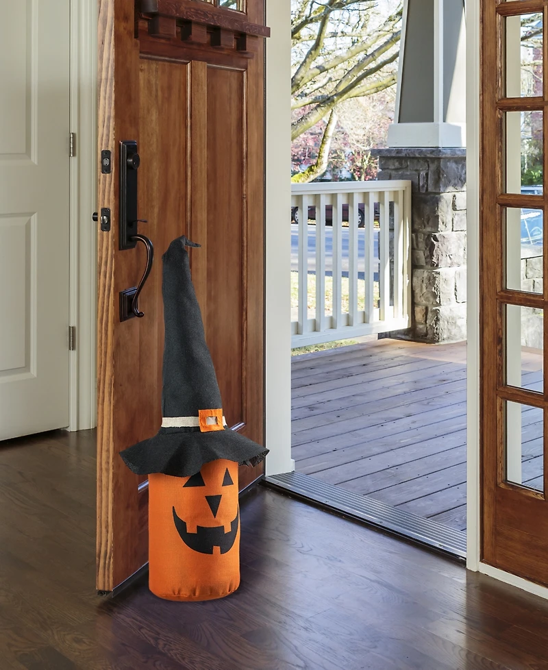 Glitzhome 24"H Halloween Linen Jack-o-Lantern Doorstop Porch Decor