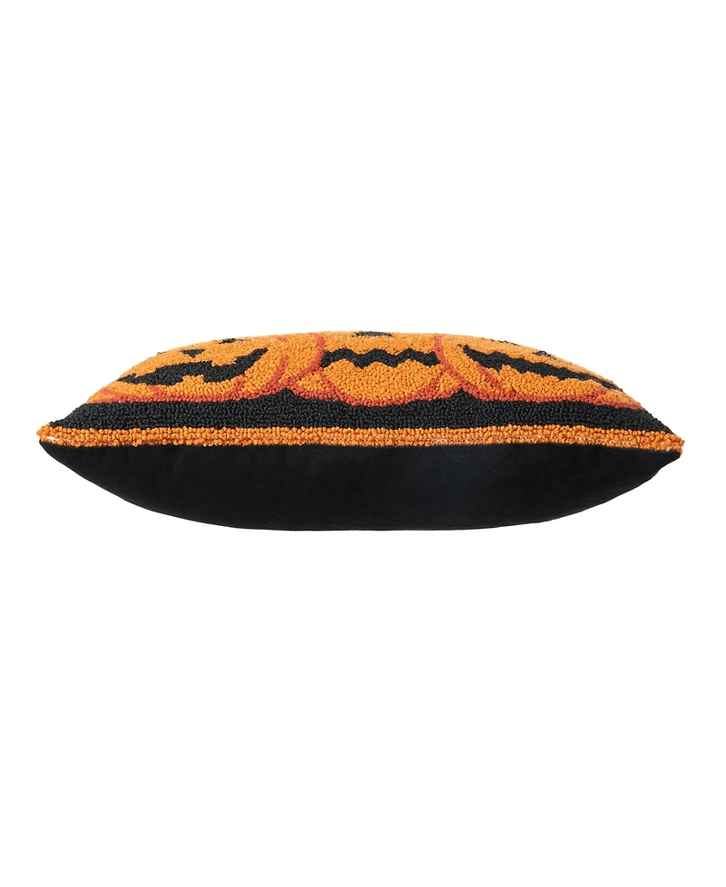 Glitzhome 18"L Hooked Halloween Pumpkins Pillow
