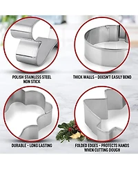(14-Pieces) Metal Christmas Cookie Cutters - Stainless Steel Christmas Cookie Cutters With Folded Edges
