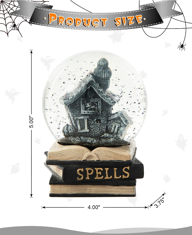 Glitzhome 100MM Halloween Polyresin Haunted House Water Globe