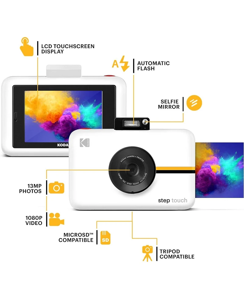 Kodak Step Touch 13MP Digital Camera & Instant Printer w/3.5” Lcd Display