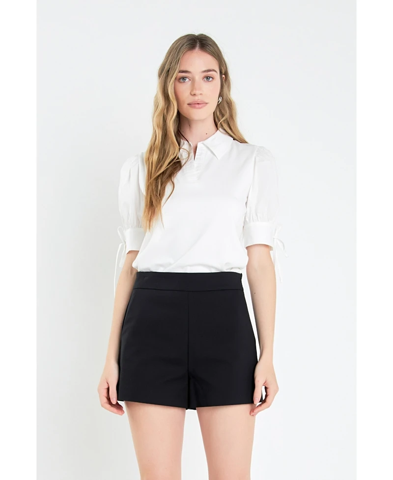 English Factory Women's Mix Media Collar Top