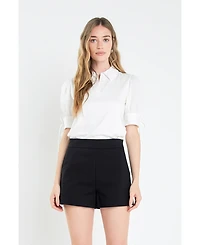 English Factory Women's Mix Media Collar Top