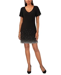 Msk Petite Embellished Flutter-Sleeve Dress