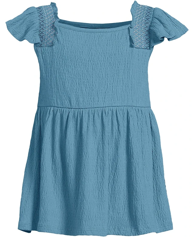 lands' end women's cotton dobby smocked dress with ruffle straps Womens Dobby Maxi Dresses