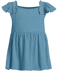 Lands' End Girls Smocked Flutter Sleeve Gauze Tank Top