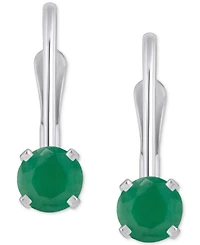 Emerald Solitaire Leverback Earrings (1/2 ct. t.w.) 14k White Gold (Also Ruby, Sapphire, & Tanzanite)