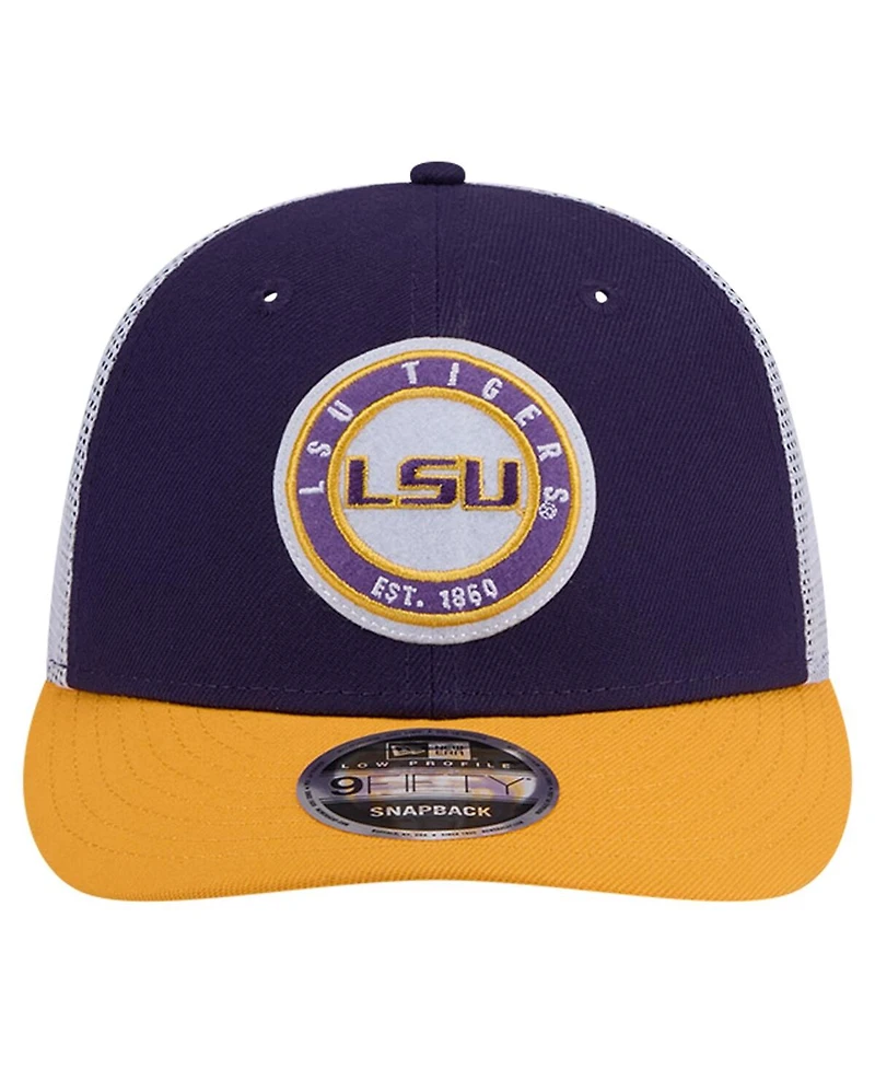 New Era Men's Purple Lsu Tigers Throwback Circle Patch 9fifty Trucker Snapback Hat