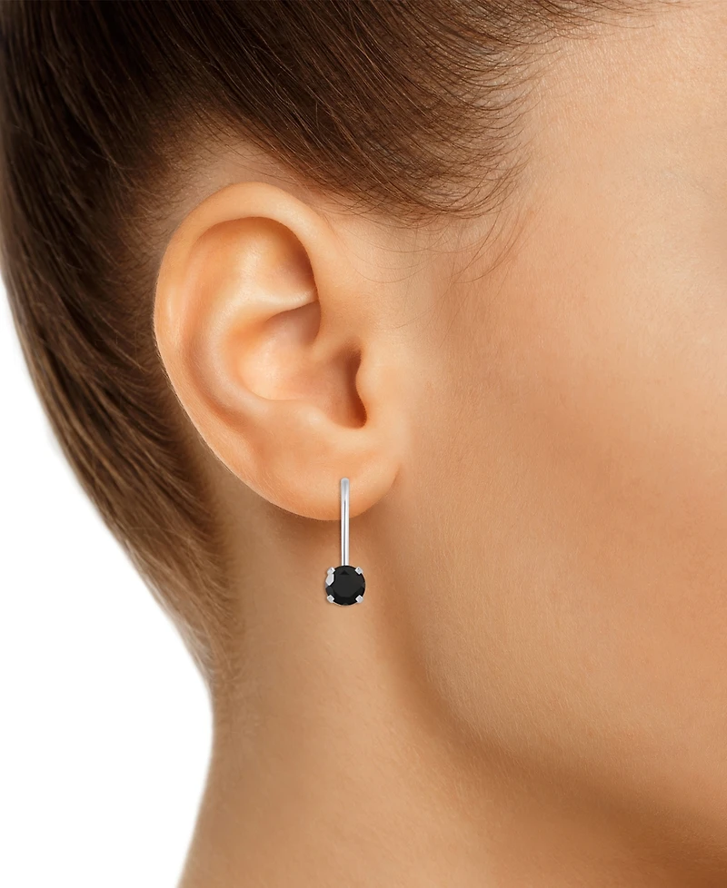 Amethyst Solitaire Leverback Earrings (1/2 ct. t.w.) 14k White Gold (Also Additional Gemstones)