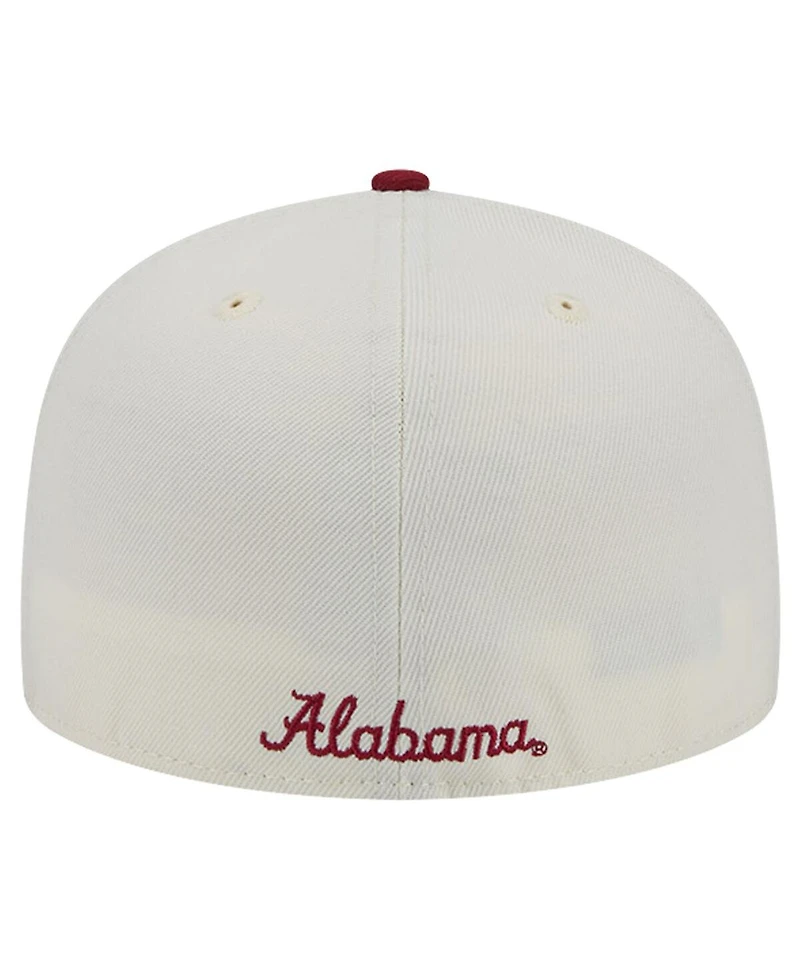 New Era Men's Alabama Crimson Tide Chrome White Vintage-like 59Fifty Fitted Hat