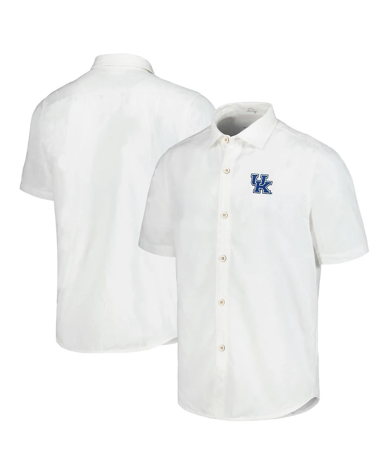Tommy Bahama Men's White Kentucky Wildcats Coconut Point Palm Vista IslandZone Camp Button-Up Shirt