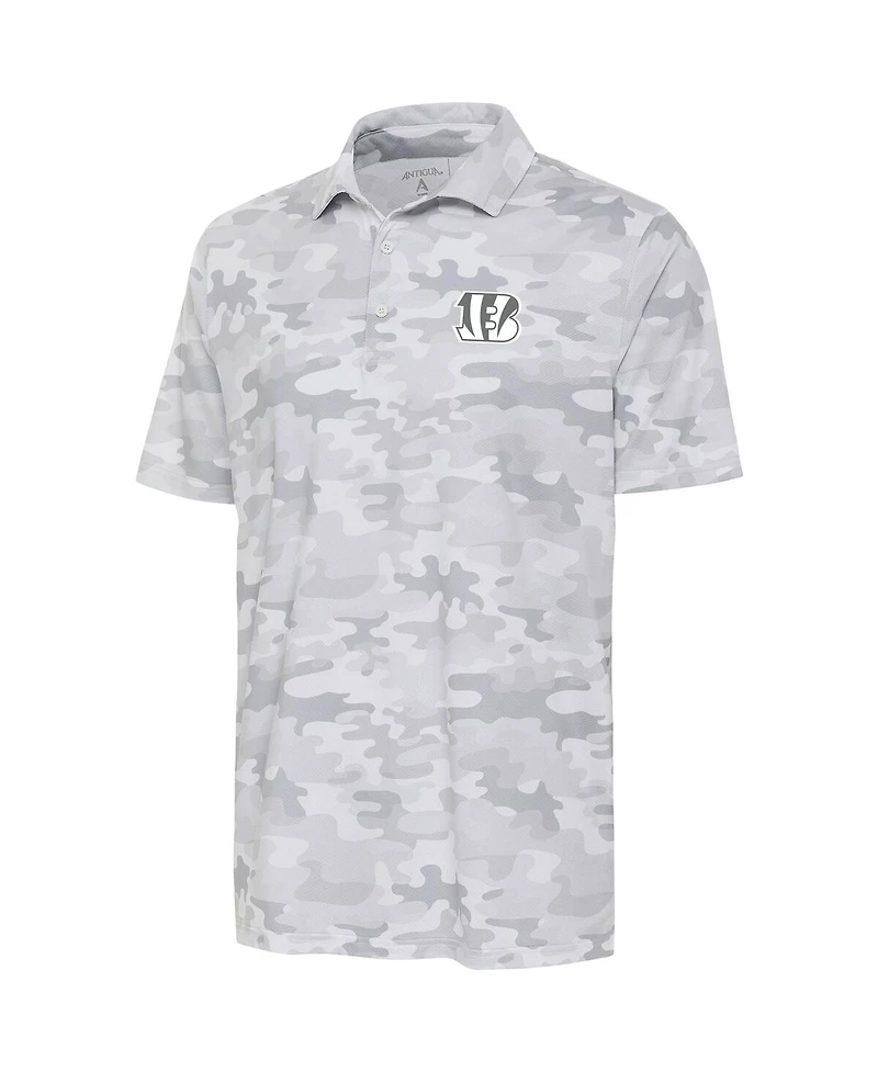 Antigua Men's White Cincinnati Bengals Anthracite Logo Collide Polo