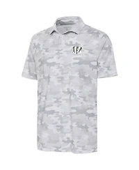 Antigua Men's White Cincinnati Bengals Anthracite Logo Collide Polo