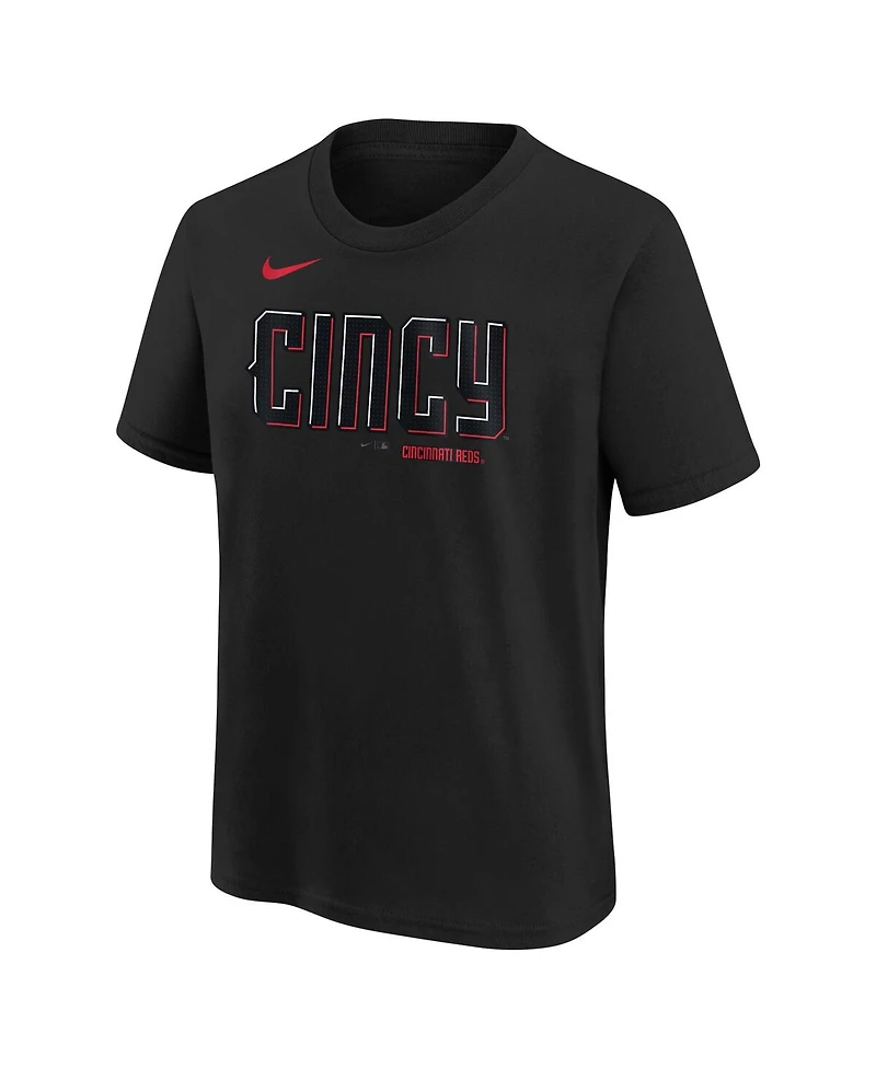 Nike Youth Elly De La Cruz Black Cincinnati Reds Fuse City Connect Name Number T-Shirt