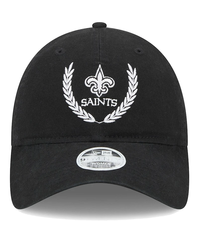 New Era Women's Black New Orleans Saints Leaves 9Twenty Adjustable Hat