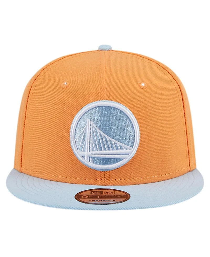 New Era Men's Orange/Light Blue Golden State Warriors 2-Tone Color Pack 9Fifty Snapback Hat