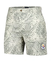 Margaritaville Men's Gray Pittsburgh Steelers Sandwashed Monstera Print Amphib Shorts
