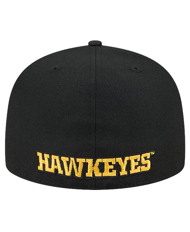 New Era Men's Black Iowa Hawkeyes Throwback 59fifty Fitted Hat