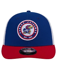 New Era Men's Royal Kansas Jayhawks Throwback Circle Patch 9Fifty Trucker Snapback Hat