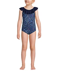 Lands' End Girls Scoop Ruffle Neck One Piece Swimsuit