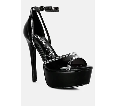 Cinderella Rhinestones Embellished Stiletto Platform Sandals Women