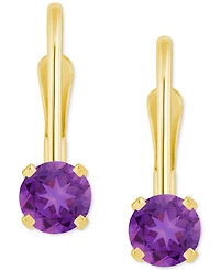 Amethyst Solitaire Leverback Earrings (1/2 ct. t.w.) 14k Gold (Also Additional Gemstones)