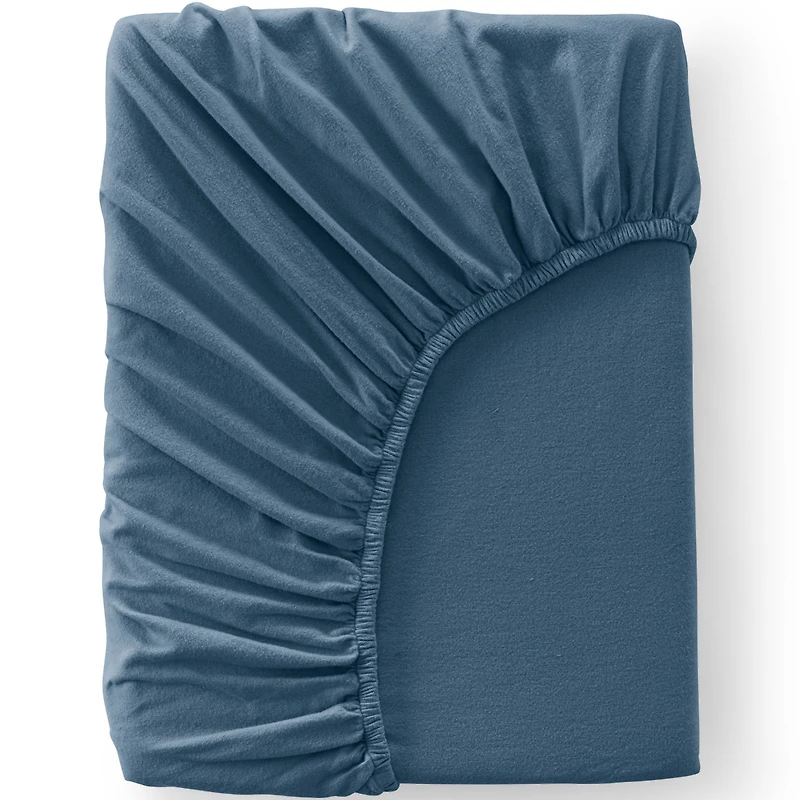 Lands' End Comfy Super Soft Cotton Flannel Fitted Bed Sheet - 5oz