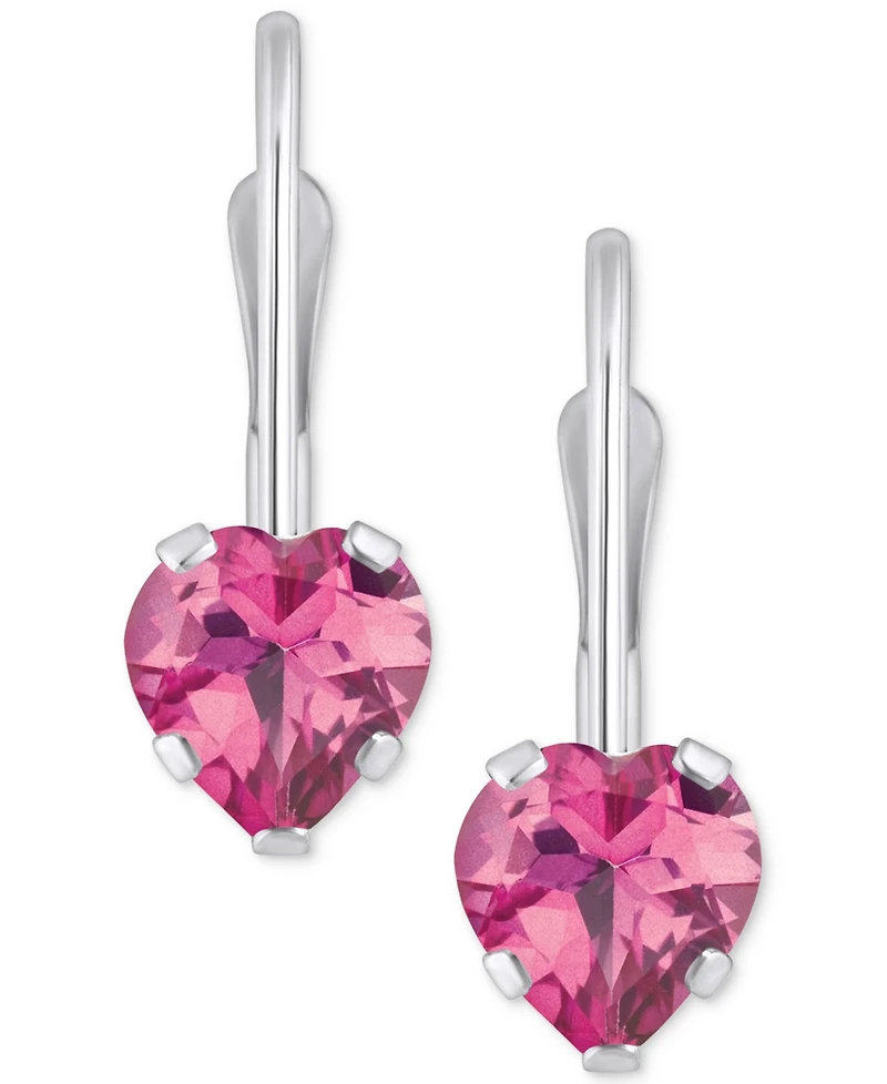 Pink Sapphire Heart-Shaped Solitaire Leverback Earrings (1-1/10 ct. t.w.) in 10k Gold