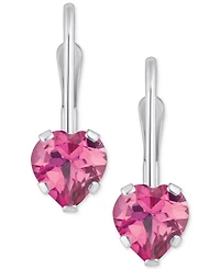 Pink Sapphire Heart-Shaped Solitaire Leverback Earrings (1-1/10 ct. t.w.) in 10k Gold