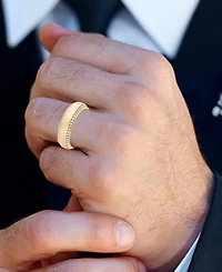 Men's Diamond Border Textured Eternity Band (1 ct. t.w.) 10k White, Yellow or Rose Gold