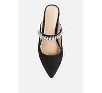 Rag & Co Geode Pearl Embellished Slip On Mules